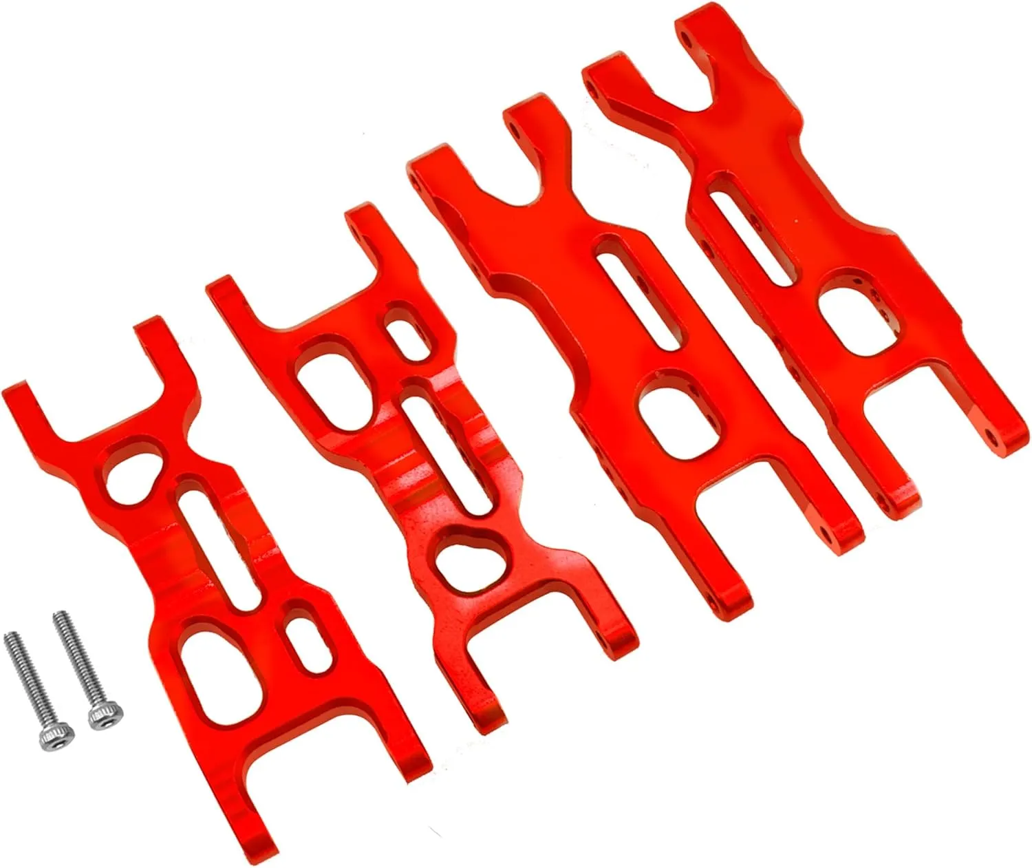 Metal Front & Rear Suspension Arms A-Arms Set Compatible with Losi 1/18 Mini-T 2.0 2WD Stadium RC Truck Hop-Up Parts (Red)