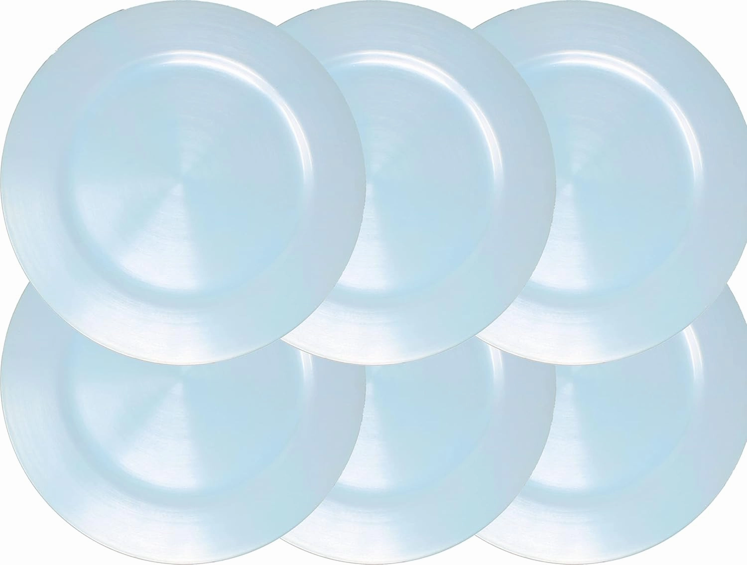 Metallic Foil Charger Plates - Set of 6 - Made of Thick Plastic - Light Blue
