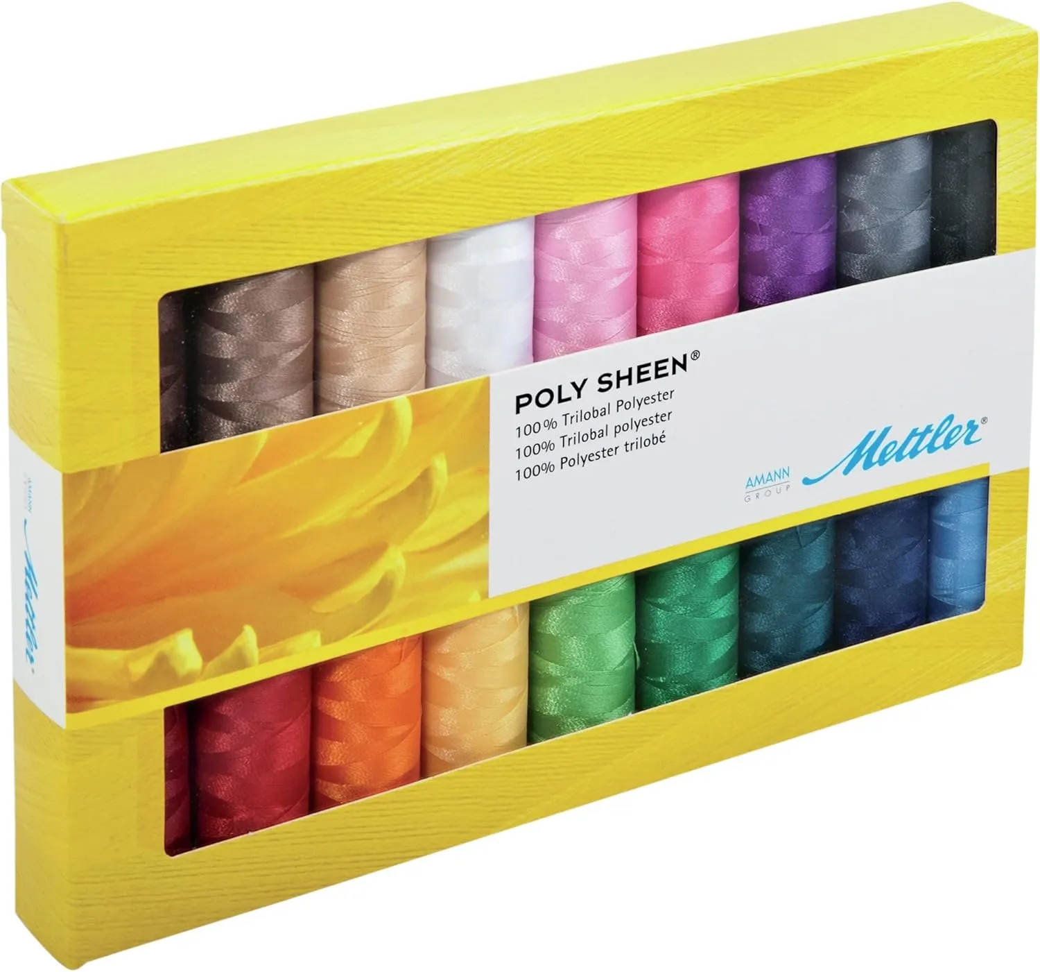 Mettler Polysheen Polyester Machine Embroidery Thread Gift Set Kit Multicoloured - per pack of 18