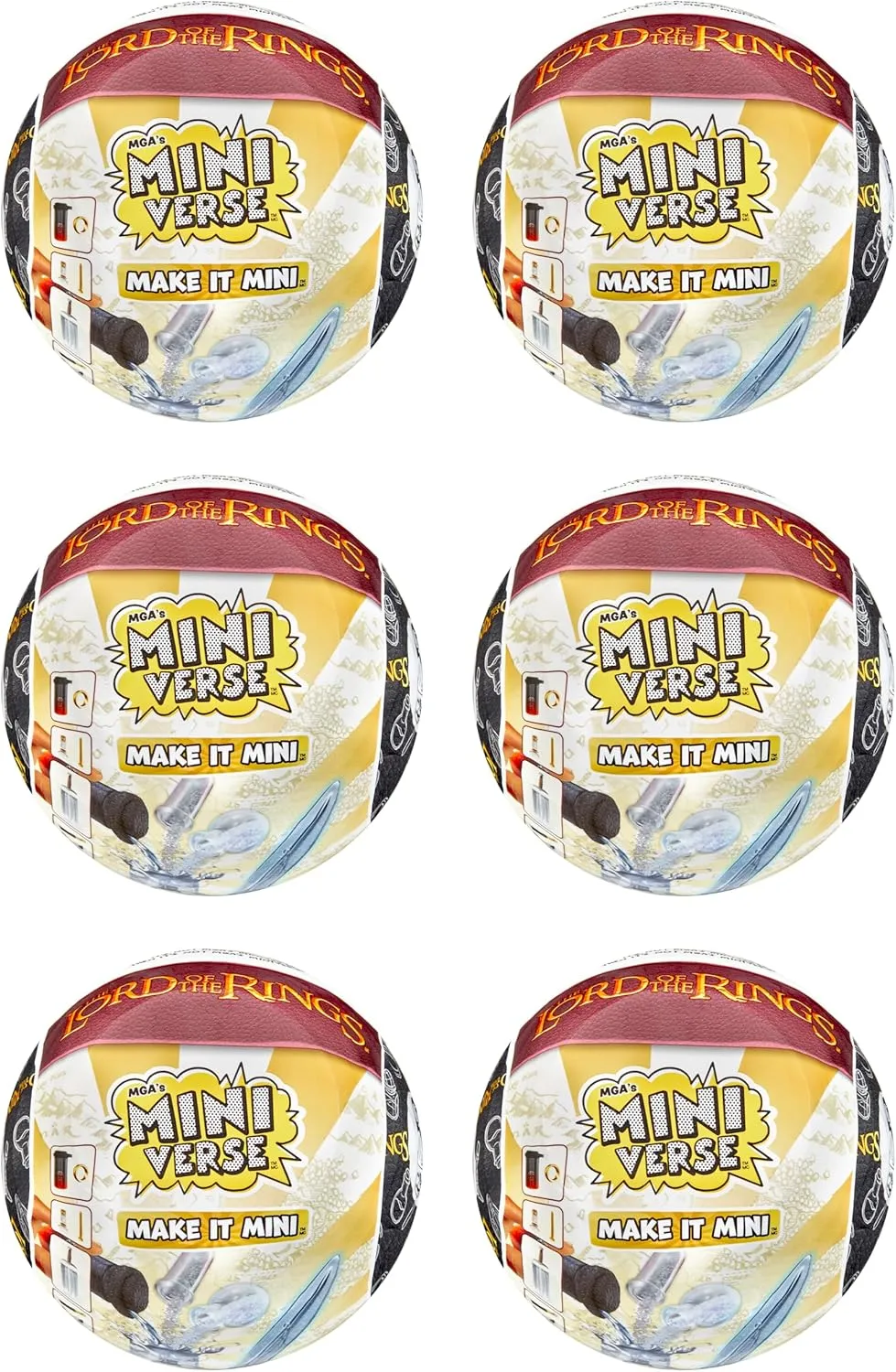 MGA's Miniverse Make It Mini The Lord of The Rings Mini Collectibles 6 Pack, Blind Packaging, DIY, Resin Play, Replicas, NOT Edible, Collectors, 8 