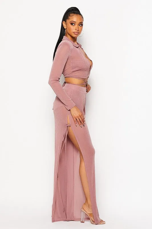 Miami Nights Two Piece Set (DUSTY ROSE)