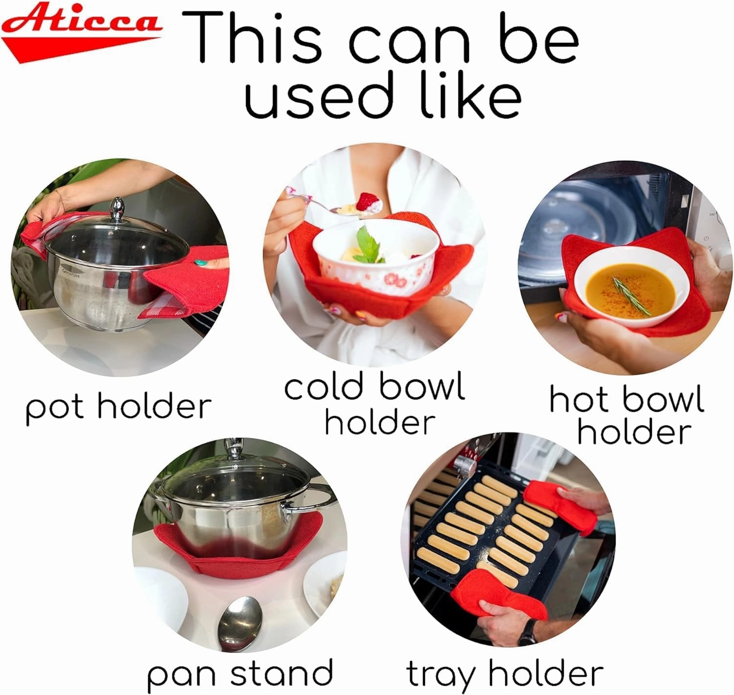 Microwave Bowl Cozy Holders for Hot Food Set of 4 Hot Pads for Bouillon Cups Multipurpose Heat Proof Plate Holder