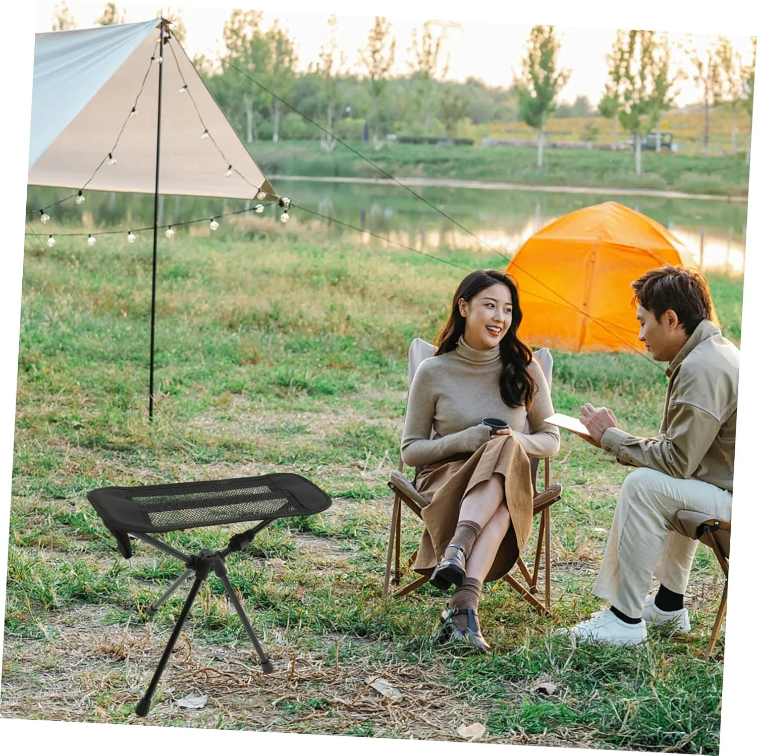 Mikikit Portable Fishing Chair Lightweight Folding Camping Stool for Outdoor Activities Compact and Sturdy Design for Fishing Hiking and Picnics Space Saving with Storage Bag