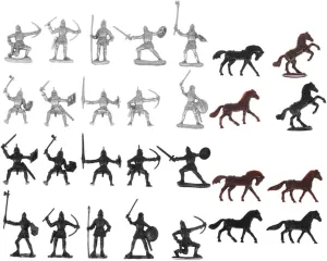 Milisten 56Pcs Mini Crafts Soldiers Soldiers Horses Cavalrymen Medieval Figurines for Tabletop Decor Safe Army Playset