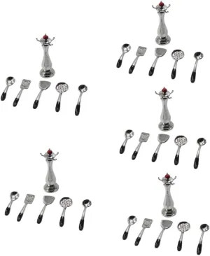 Milisten 5sets Miniature Kitchen Cooking Tool Set Doll House Utensils for Boys and Girls Play Retro Foodie Decor Realistic Soup Ladle Cookware Accessories for Dollhouse Decoration