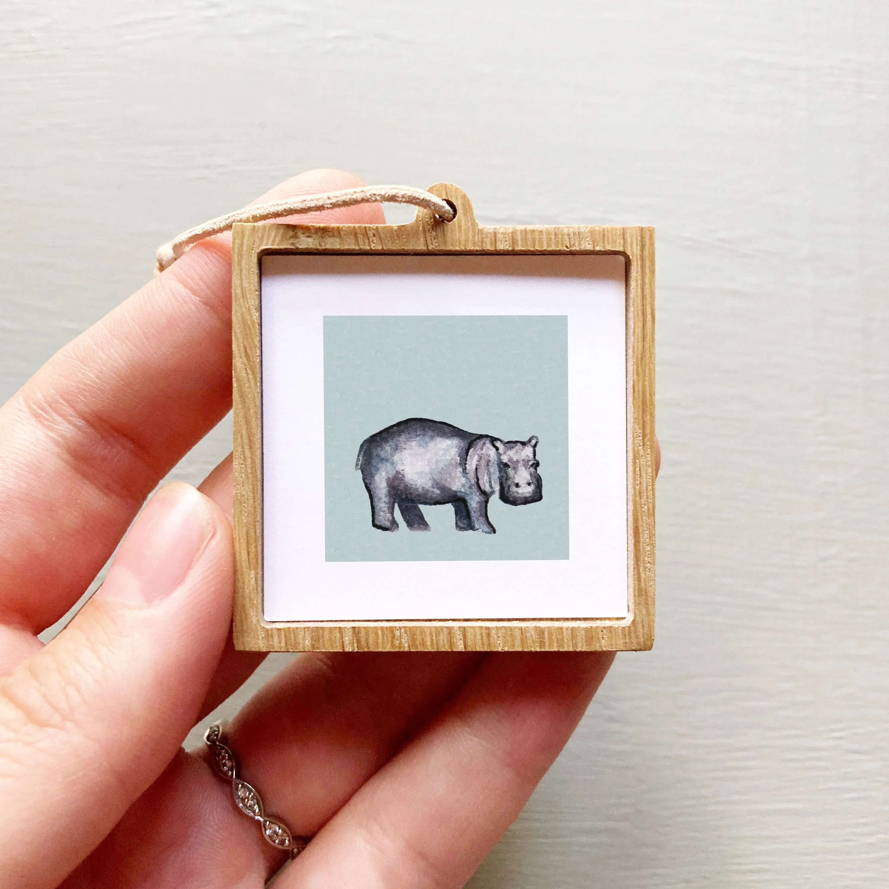 Mini 1" Hippo Watercolor Print