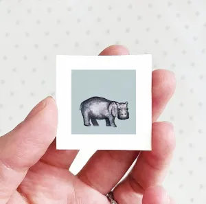 Mini 1" Hippo Watercolor Print