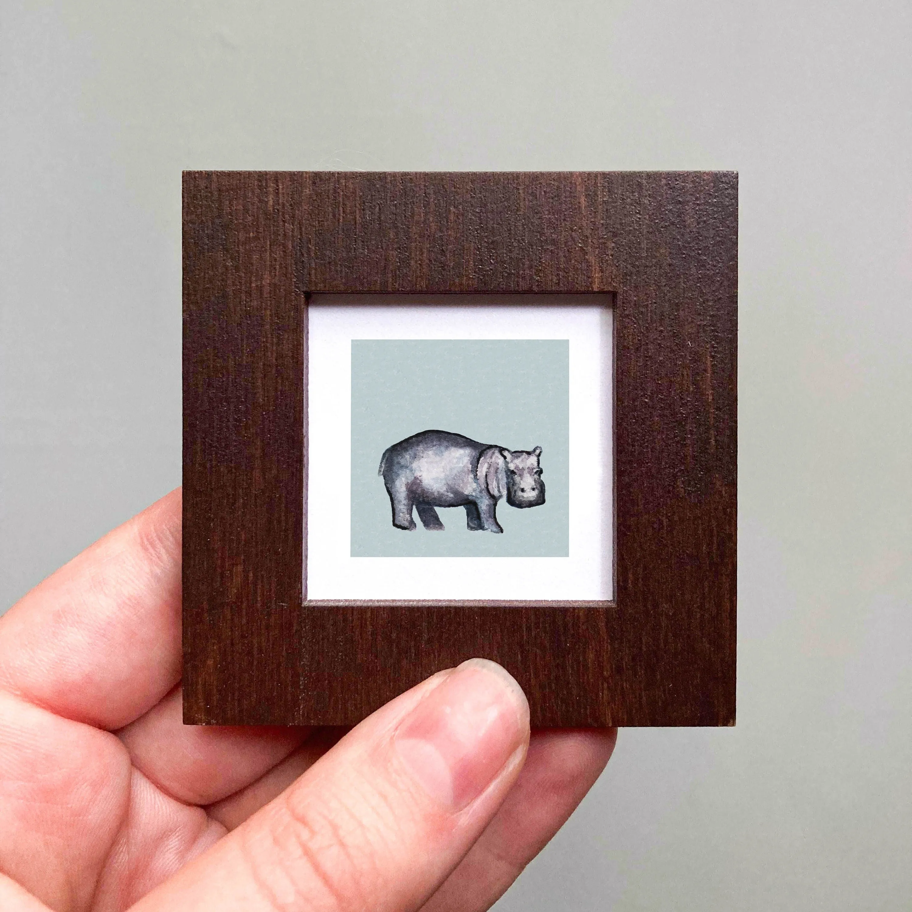Mini 1" Hippo Watercolor Print