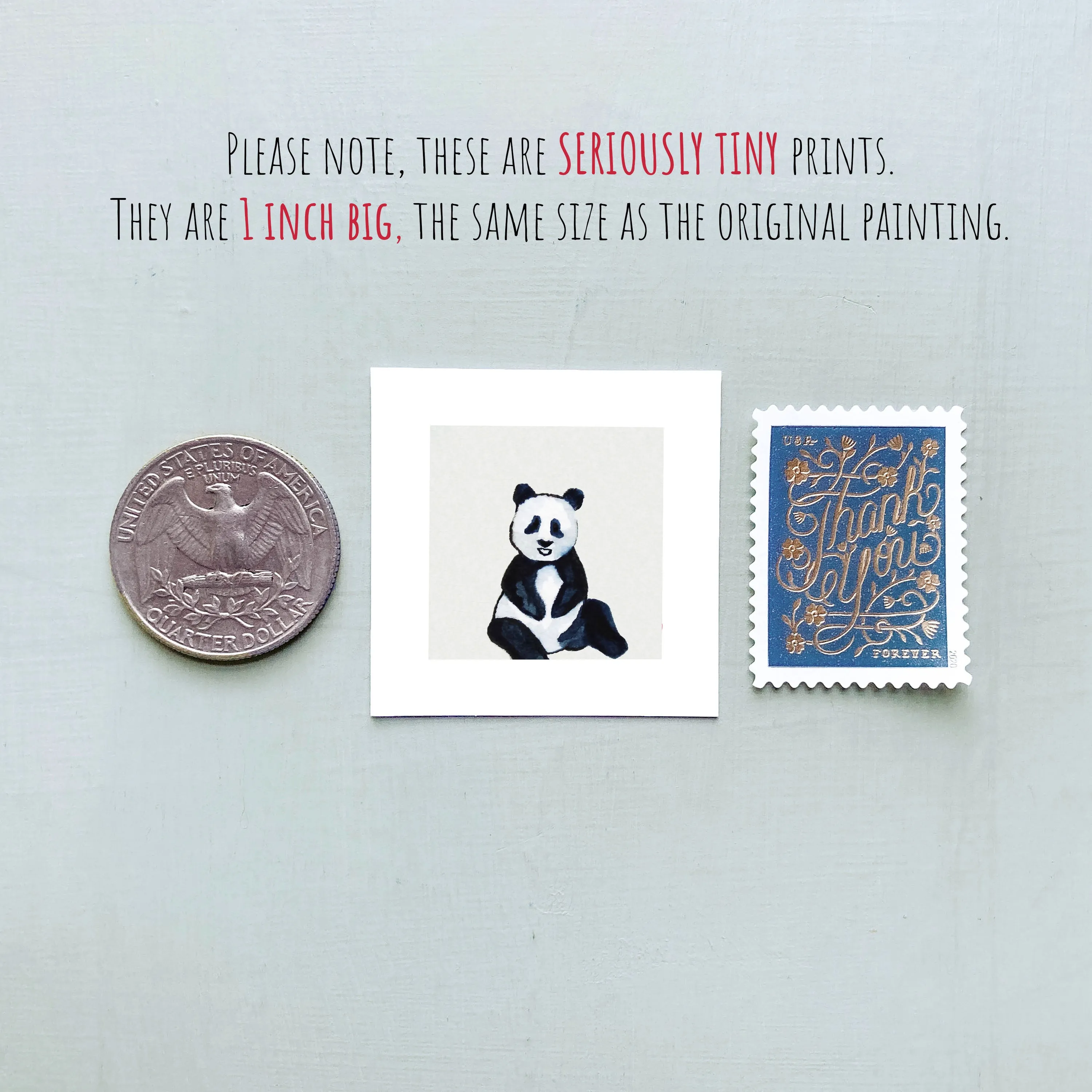 Mini 1" Panda Bear Watercolor Print