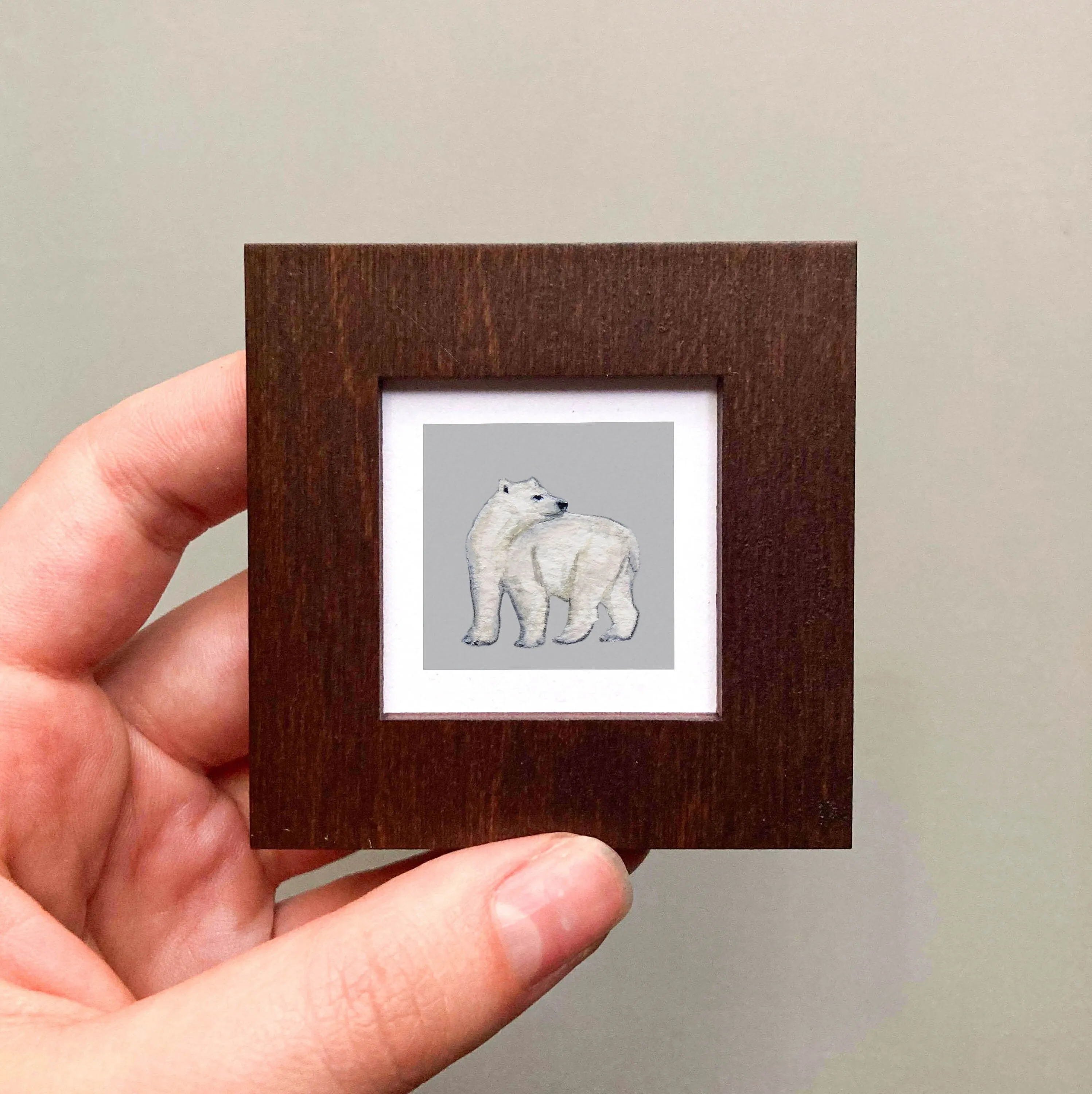 Mini 1" Polar Bear Watercolor Print