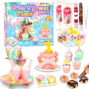 Mini Food Toys Flower Birthday Party Series with 17 Cake-Decorating Activity, Making Miniature Food Toys for Kids Age 6  Resin Play, Collectors, NOT Edible (Birthday Party)