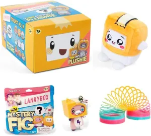 Mini Mystery 6" Plushie and Surprise Mini Mystery Toy Figure Bundled Gift Set - Soft & Cuddly Lanky Box Characters | Collectible Plushies for Kids and Fans