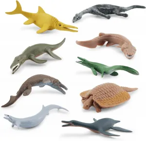 Mini Prehistoric Sea Creatures Toys Ancient Dinosaur Toy Set 2-4 Inch Marine Animal Figures Cake Topper Girls Boys Kids Toddlers Birthday Gift
