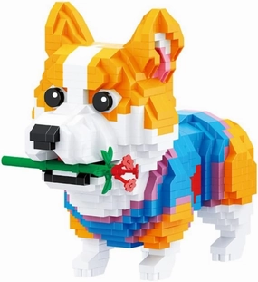 Mini Building Blocks Animal Set, DIY Micro 3D Building Toy Bricks Christmas (Corgi 997pcs)