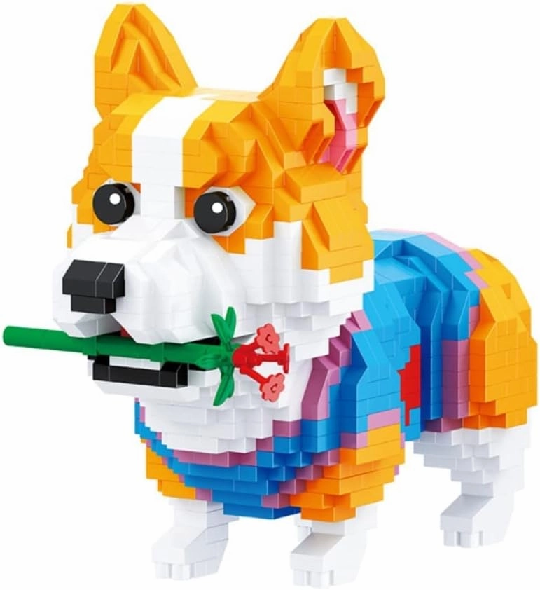 Mini Building Blocks Animal Set, DIY Micro 3D Building Toy Bricks Christmas (Corgi 997pcs)