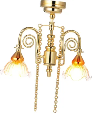 Miniature Ceiling Light with LED Glow Vintage Dollhouse Lamp for Bedroom Furniture Simulation Furniture Easy Magnetic Installation for Dollhouse Decoration