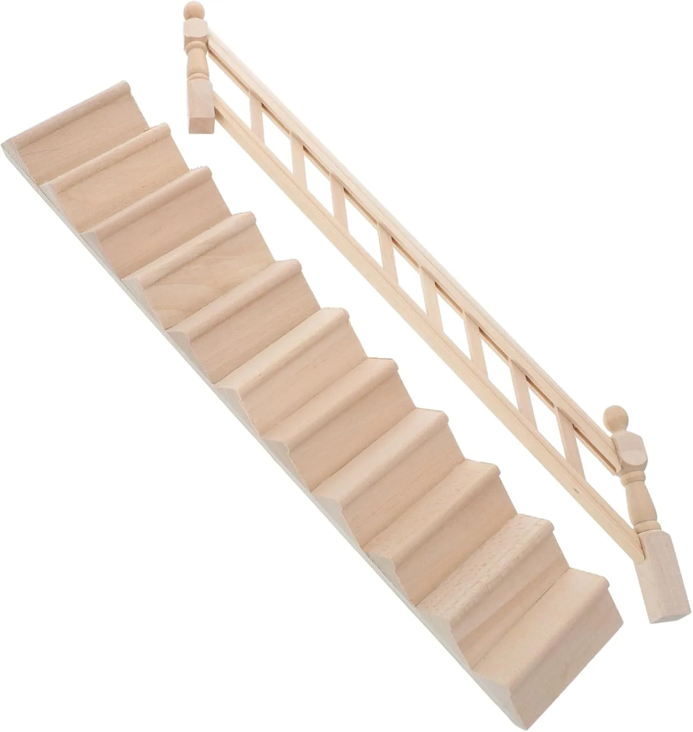 Miniature Dollhouse Staircase with Handrail Wooden Steps Model for Fairy Garden Compact Design and Realistic Detailing for Tiny Dollhouse Decoration