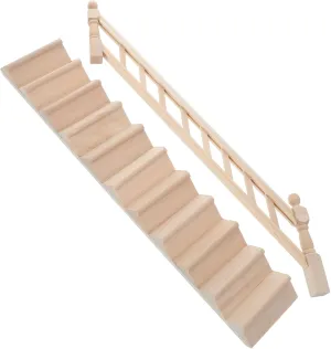 Miniature Dollhouse Staircase with Handrail Wooden Steps Model for Fairy Garden Compact Design and Realistic Detailing for Tiny Dollhouse Decoration