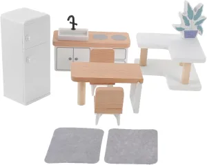 Miniature Wooden Kitchen Furniture Set Perfect for Dollhouse Decorative Mini Accessory for Home Decor