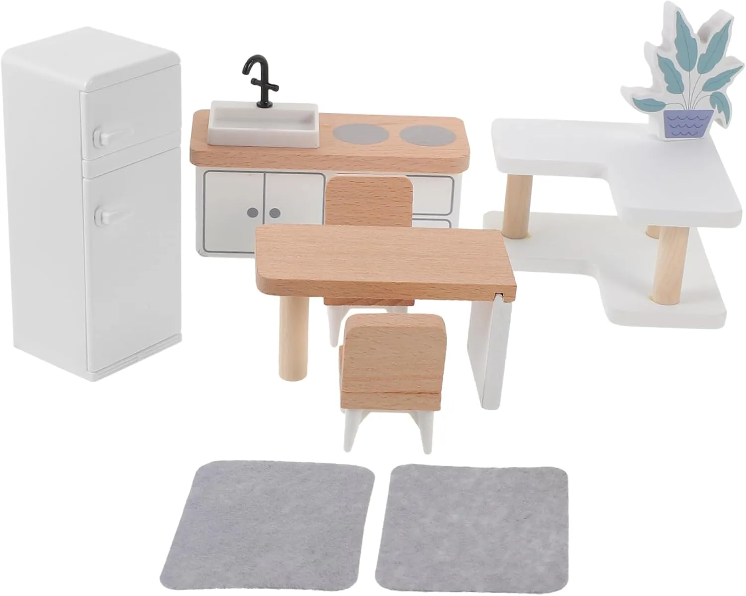 Miniature Wooden Kitchen Furniture Set Perfect for Dollhouse Decorative Mini Accessory for Home Decor