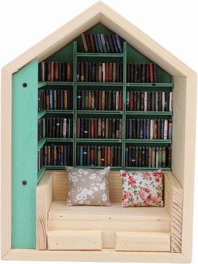 Miniature Bookshelf Small Wooden Bookcase Shelf Decorative Handmade Dollhouse Miniature Furniture Cute Table Bookcase House Kit for Bedroom Study