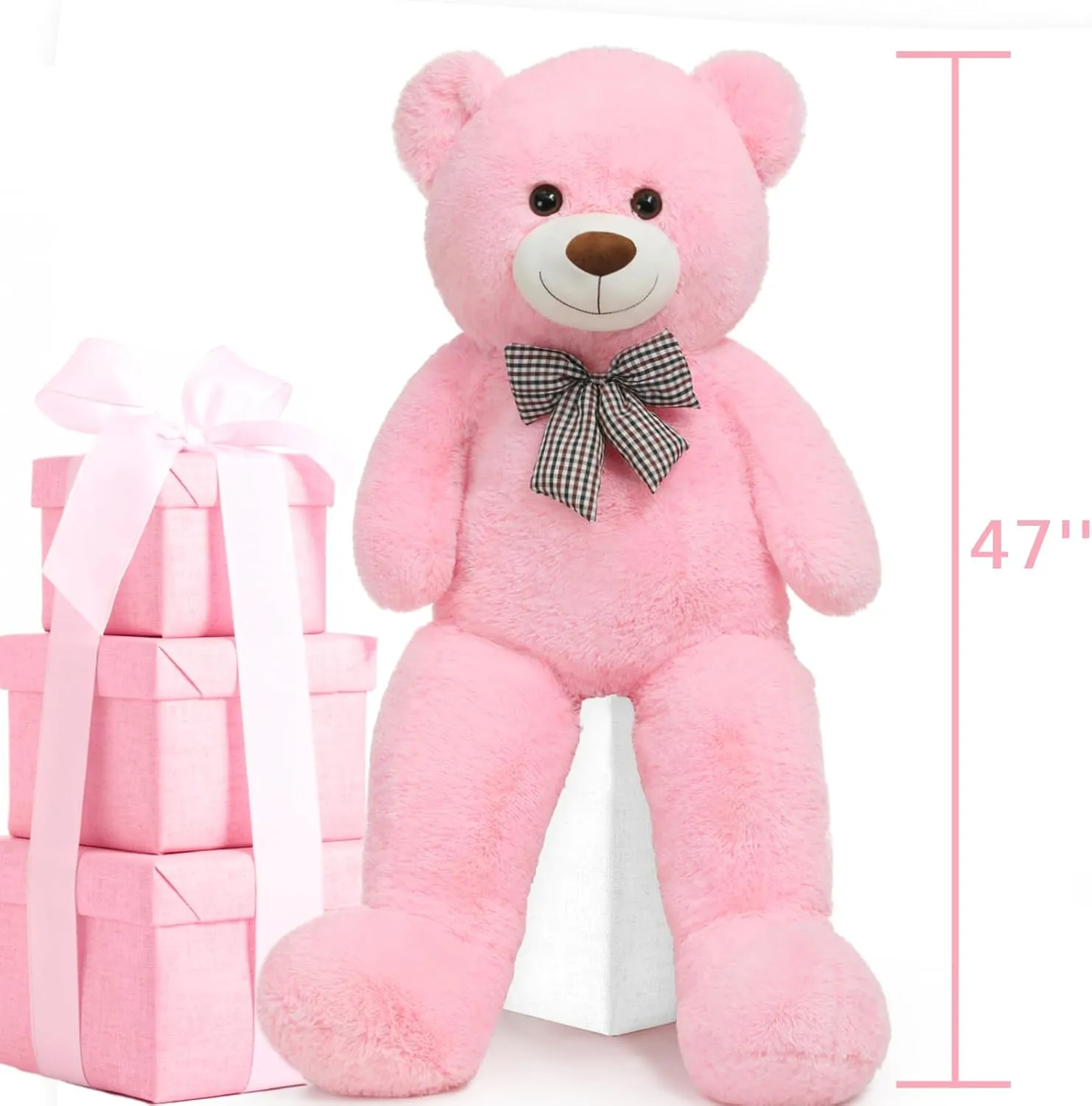 Misscindy Giant Teddy Bear Plush Stuffed Animals for Girlfriend or Kids 47 inch, (Pink)
