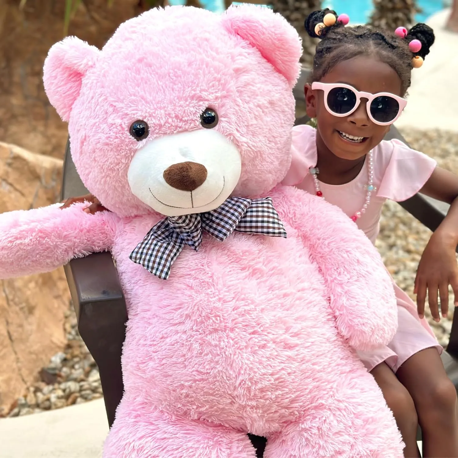 Misscindy Giant Teddy Bear Plush Stuffed Animals for Girlfriend or Kids 47 inch, (Pink)