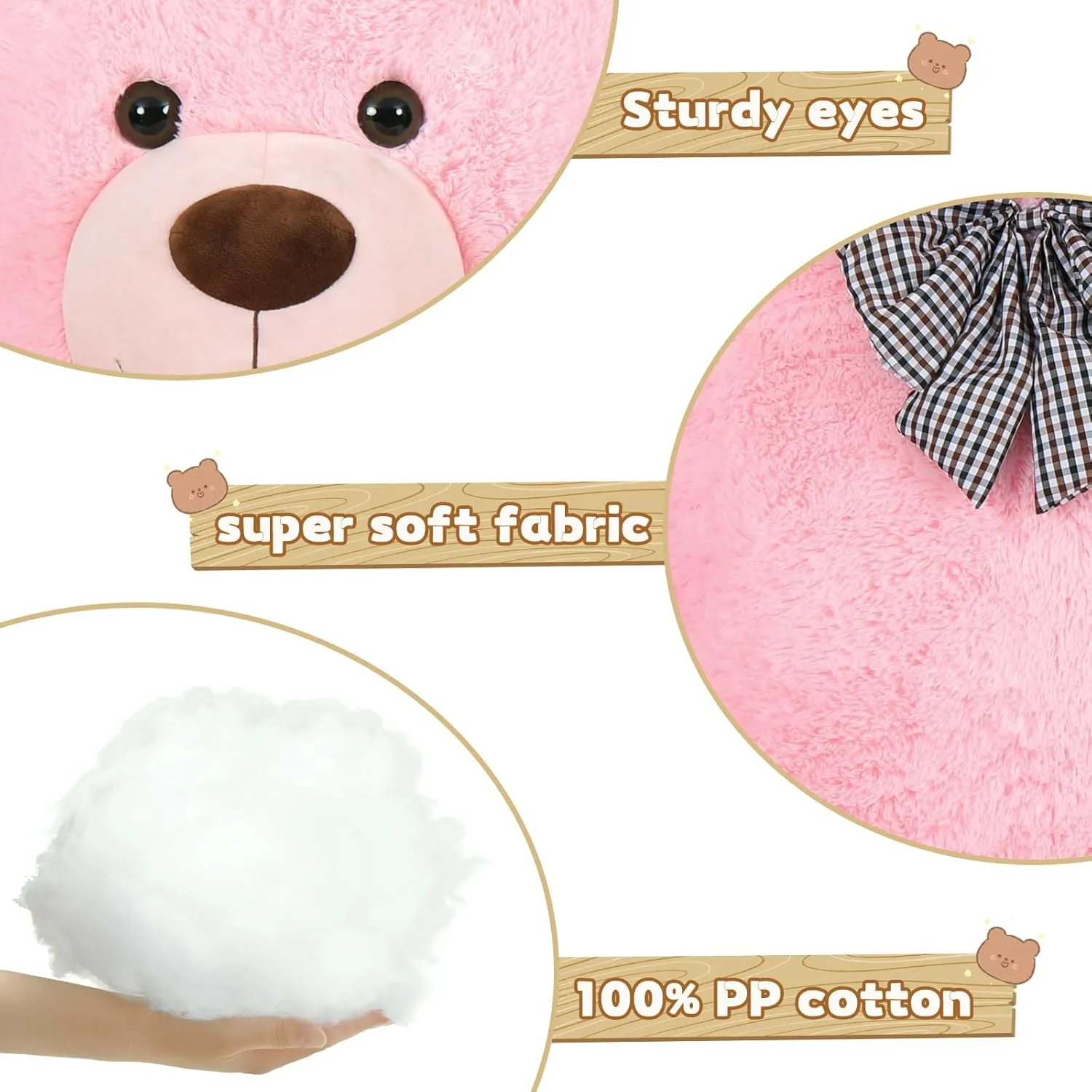 Misscindy Giant Teddy Bear Plush Stuffed Animals for Girlfriend or Kids 47 inch, (Pink)