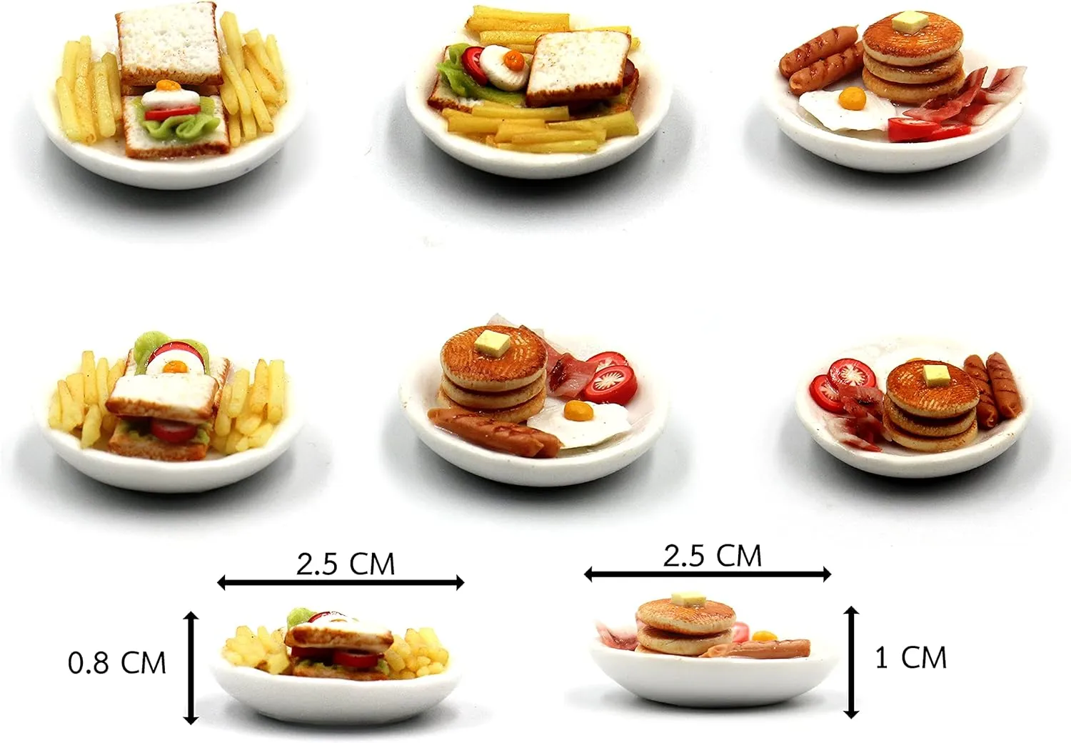 Mixed 10 Assorted Breakfast Set - Miniature Food, Tiny Food for Decoration Dollhouse, Doll House, Diorama (Scale 1:24, 1/24)
