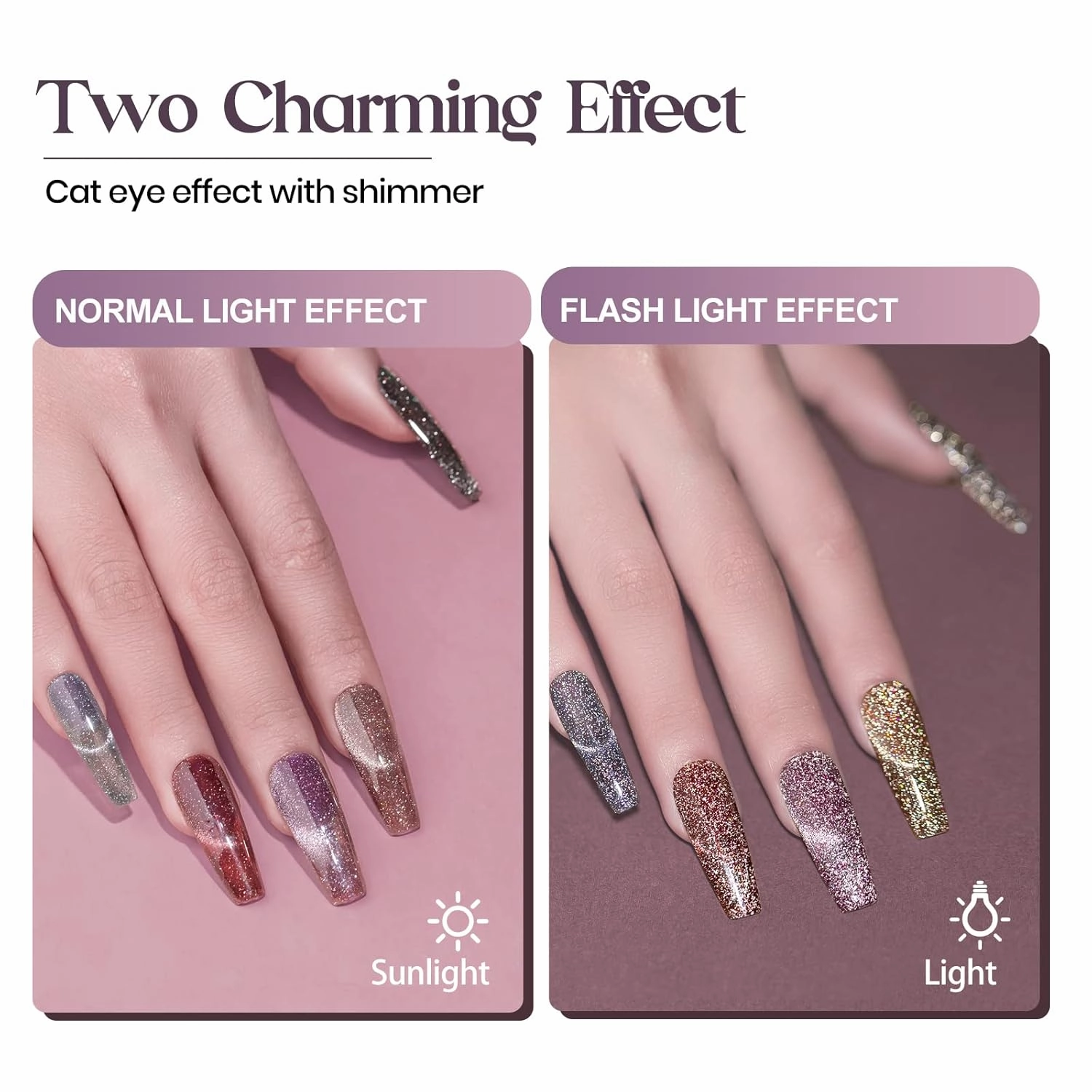 MIZHSE Reflective Cat Eye Gel Polish Sparkly Magnetic Cateye Nail Gel 7ml, Shiny Diamond Soak Off Magnet Manicure Set 12Pcs