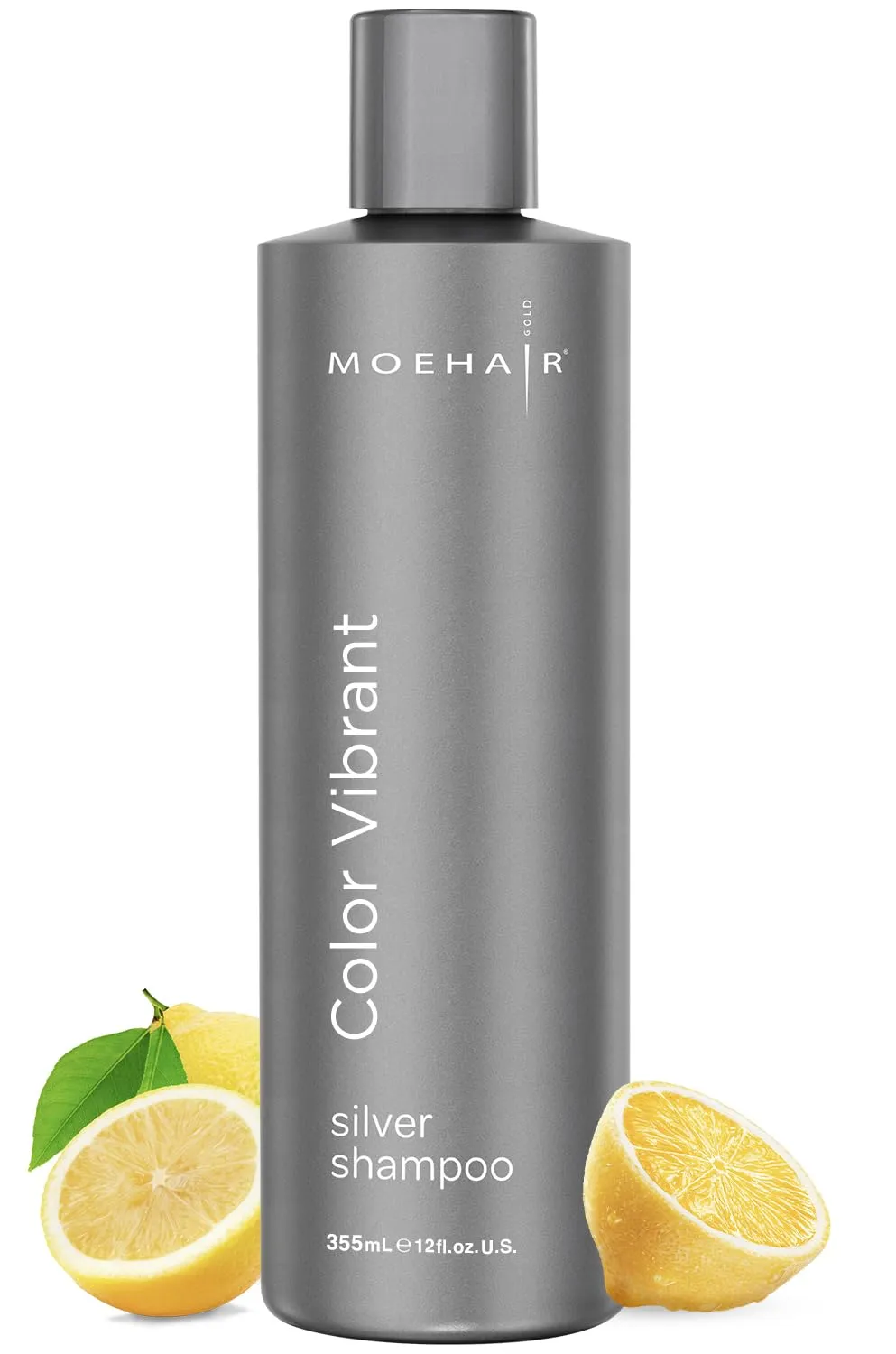 MOEHAIR Color Vibrant Silver Shampoo | Enhances Silver & Purple Tones | Removes Orange Tones | Neutralizes Brassiness | Paraben & Sulfate Free (12 Fl. Oz)