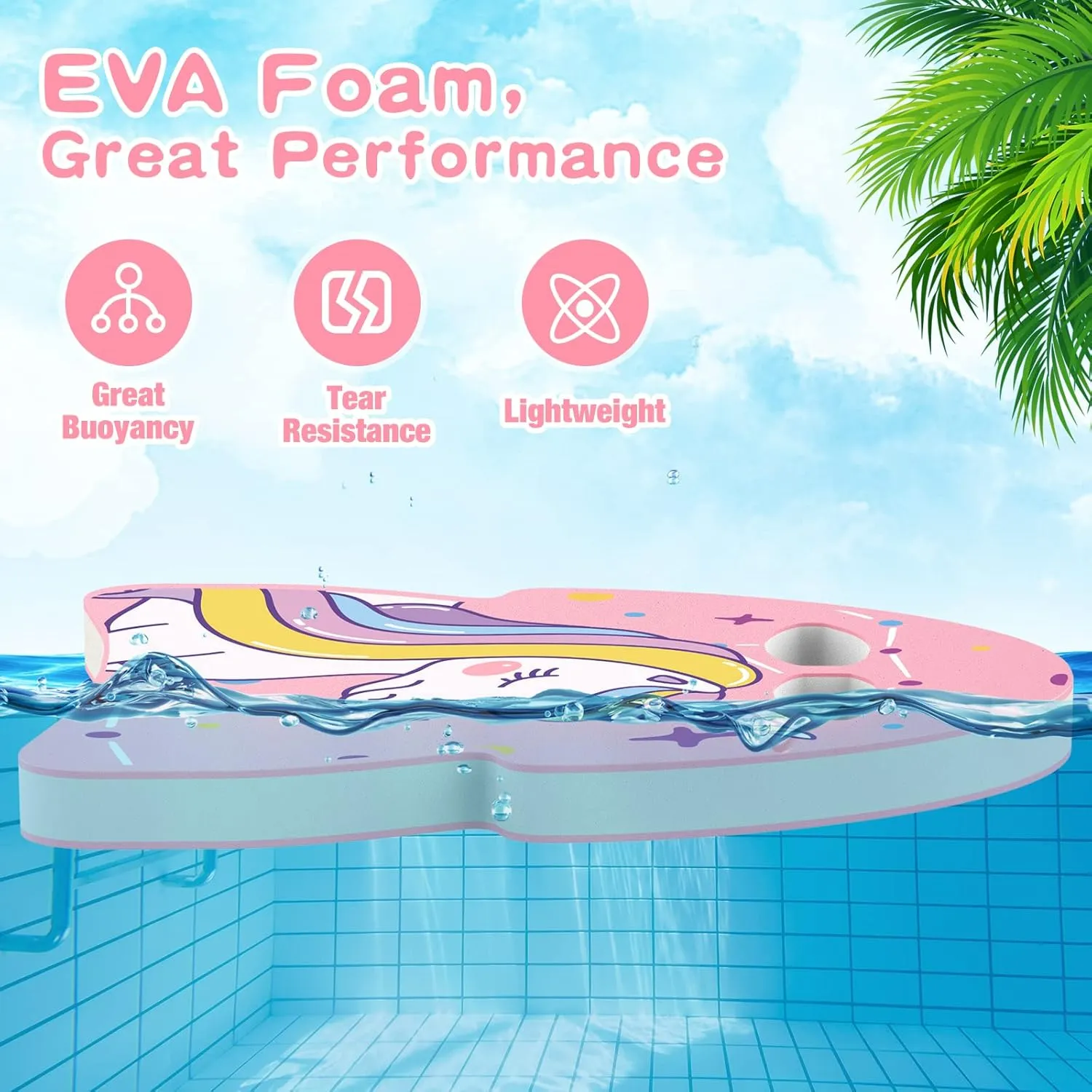 MoKo Swim Kickboard, Cartoon Swimming Training Kick Board Pool Exercise Equipment Promote Natural Swimming Position Water Fun Tool for Kids