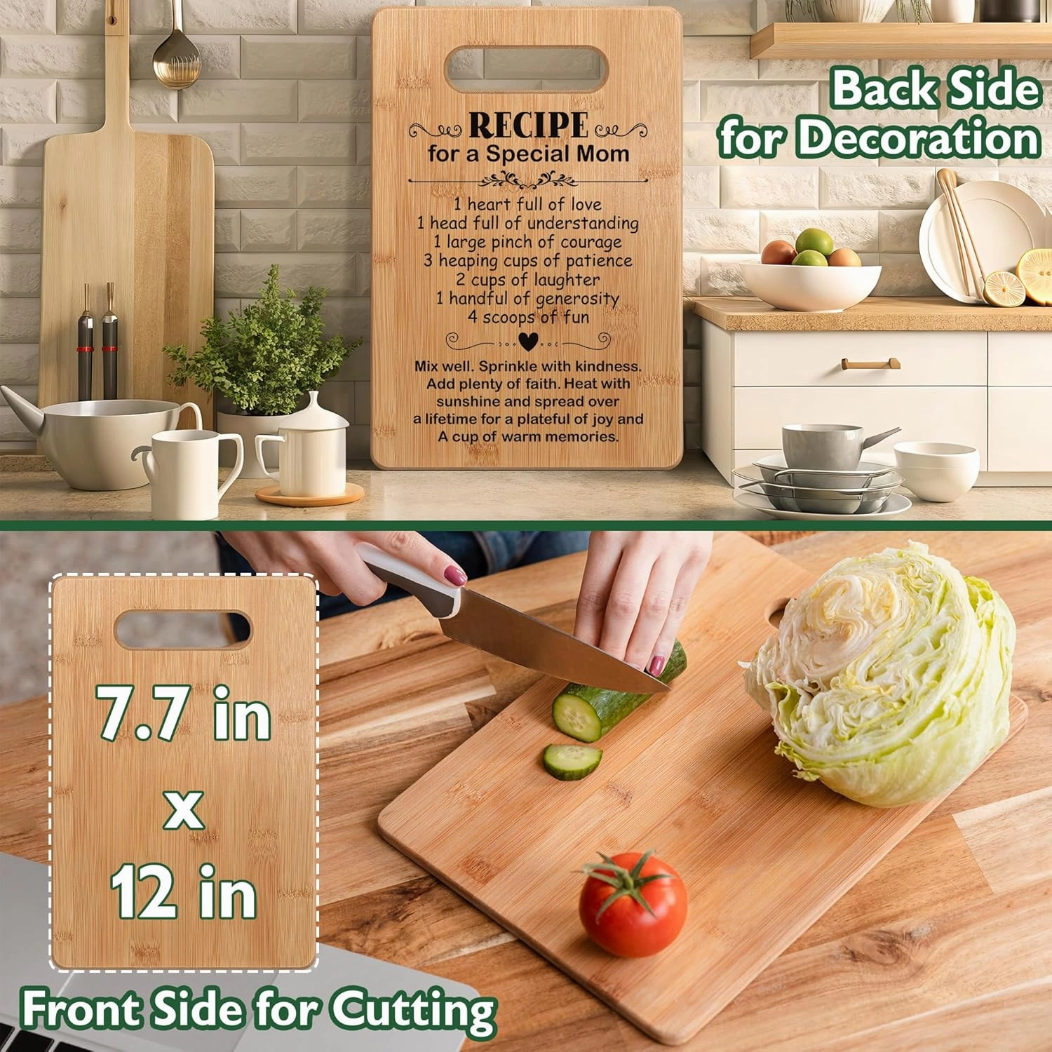 Mom Gift for Mothers Day, Birthday Gifts for Mom, Mother Cutting Board Gift, Cute Mom Gifts from Daughter Son, Christmas Gifts for Mother