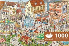 MOMIBOOK Puzzles for Adults 1000 Piece Jigsaw Puzzles of Vintage Village Town, Painting Image Difficult Challenging Hard Impossible Puzzle, Cute Funny Toys & Games Christmas Birthday Gifts