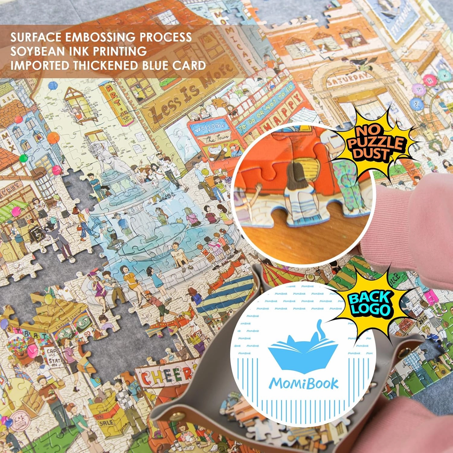 MOMIBOOK Puzzles for Adults 1000 Piece Jigsaw Puzzles of Vintage Village Town, Painting Image Difficult Challenging Hard Impossible Puzzle, Cute Funny Toys & Games Christmas Birthday Gifts