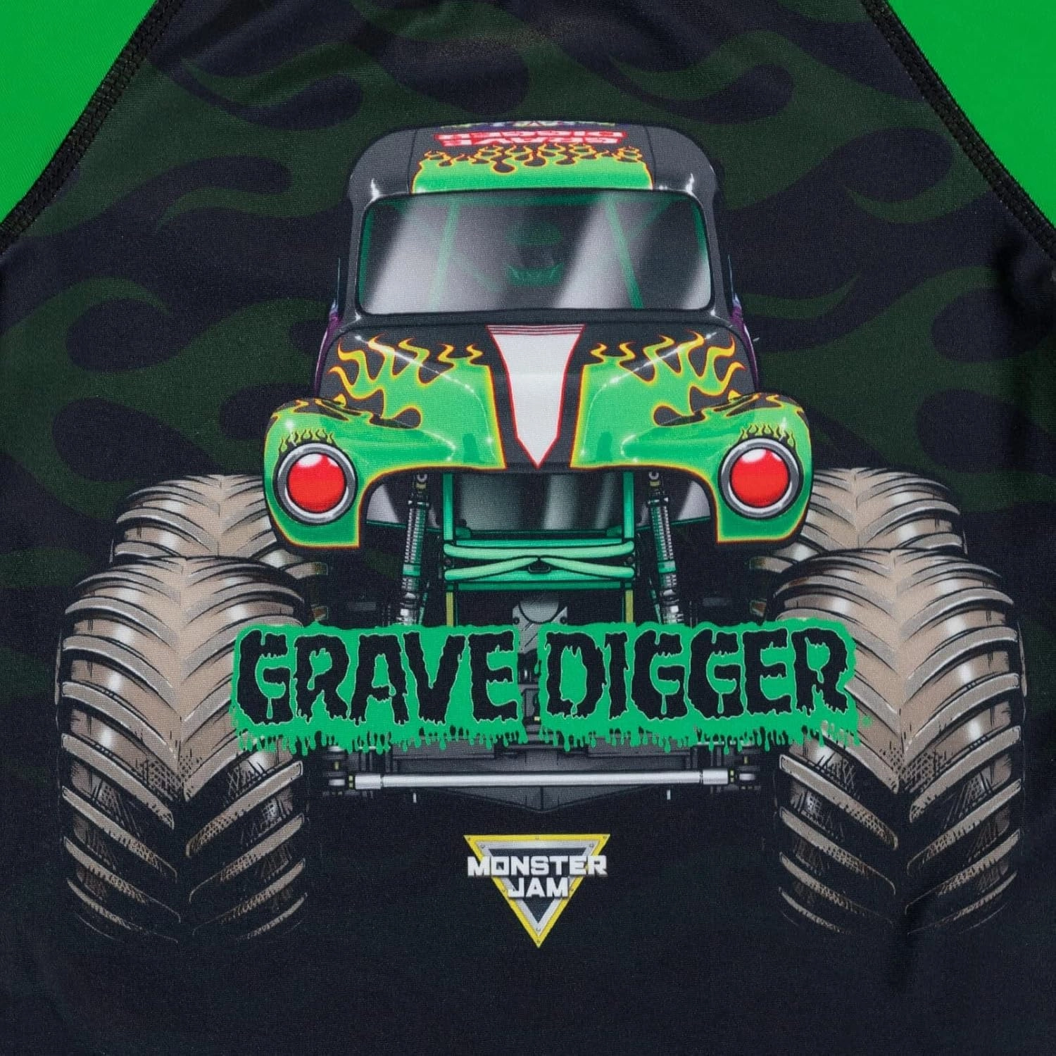 Monster Jam UPF 50  Pullover Rash Guard and Swim Trunks Outfit Set Toddler to Big Kid Grave Digger El Toro Loco Megalodon