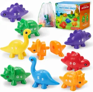 Montessori Alphabet Learing Dinosaur Toys for Kids 2-4, 26PCS Dino ABC Puzzles Matching Games for Toddlers 1-3,Preschool Learning Educational Fine Motor Skill Easter Gift for Boys Girls
