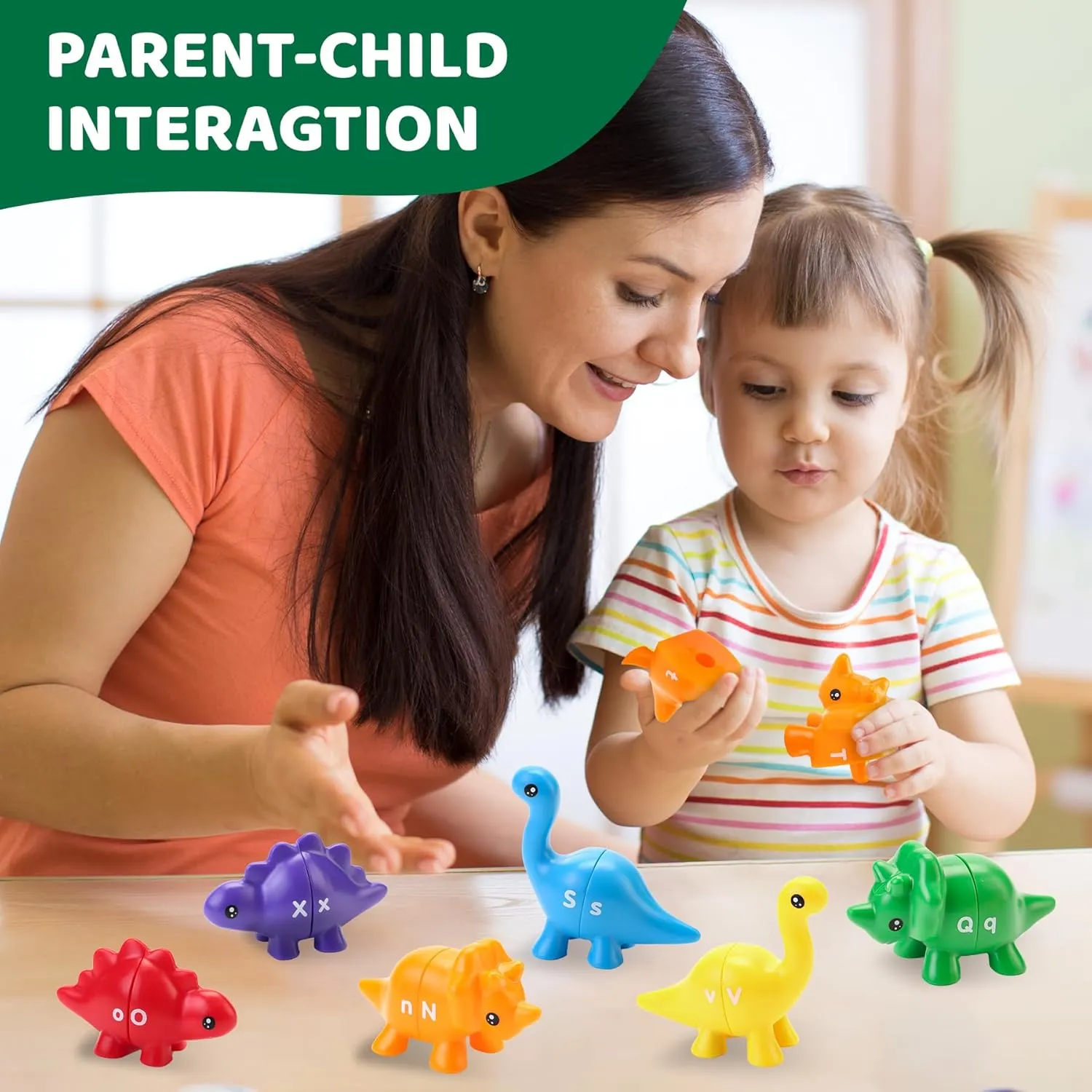 Montessori Alphabet Learing Dinosaur Toys for Kids 2-4, 26PCS Dino ABC Puzzles Matching Games for Toddlers 1-3,Preschool Learning Educational Fine Motor Skill Easter Gift for Boys Girls