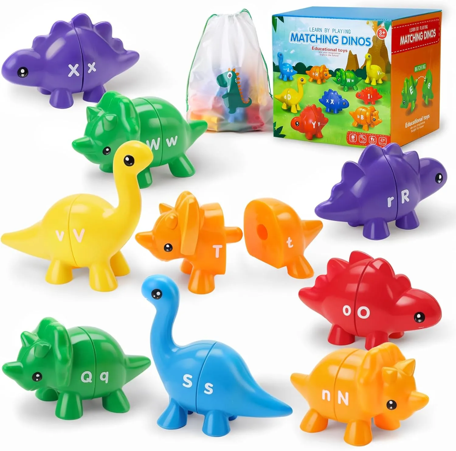 Montessori Alphabet Learing Dinosaur Toys for Kids 2-4, 26PCS Dino ABC Puzzles Matching Games for Toddlers 1-3,Preschool Learning Educational Fine Motor Skill Easter Gift for Boys Girls