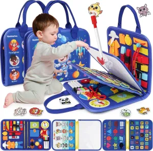Montessori Busy Board Book - Toddler Educational Learning Sensory Activity Toys for 3  Year Old Boy Birthday Gift - Road Airplane Travel Toys