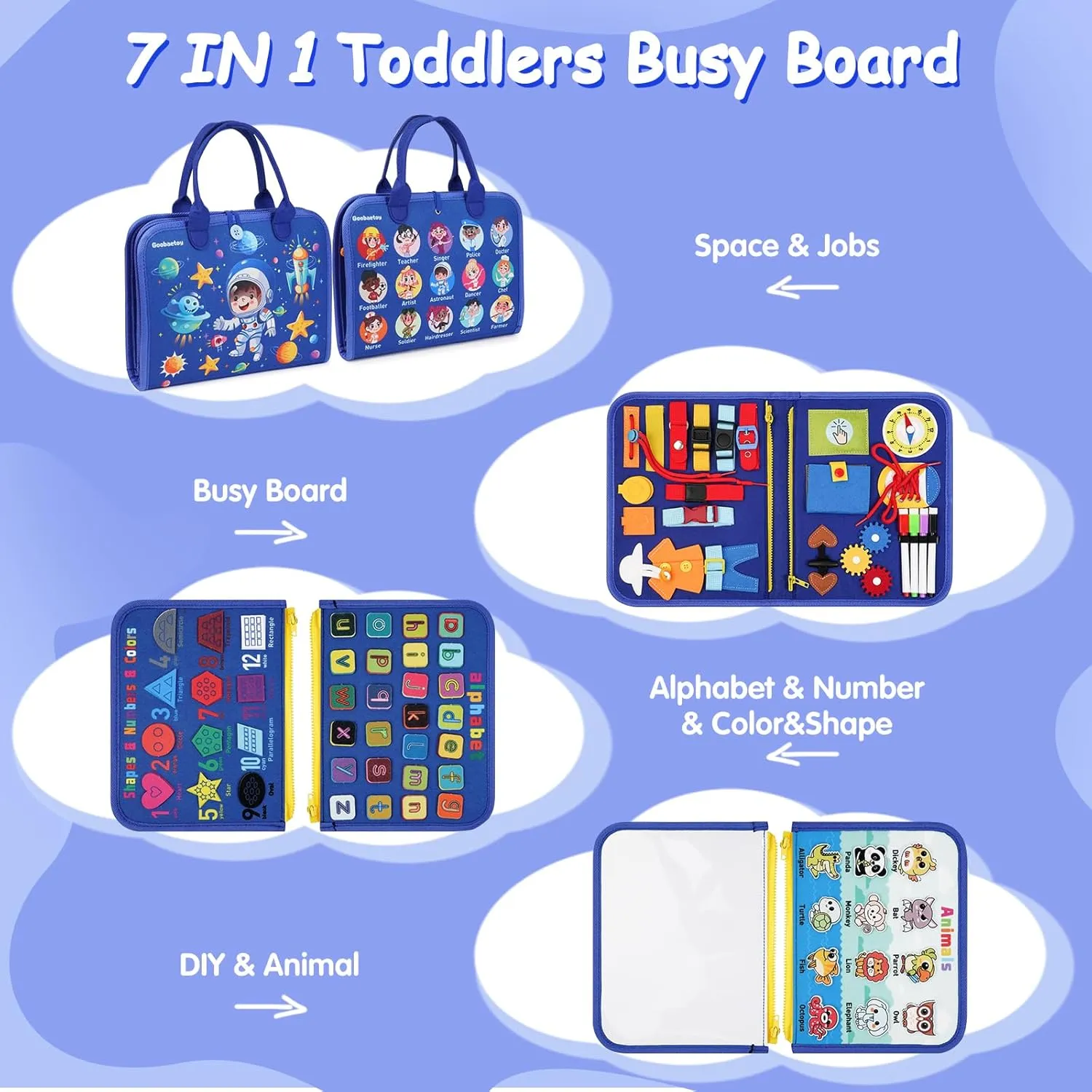 Montessori Busy Board Book - Toddler Educational Learning Sensory Activity Toys for 3  Year Old Boy Birthday Gift - Road Airplane Travel Toys