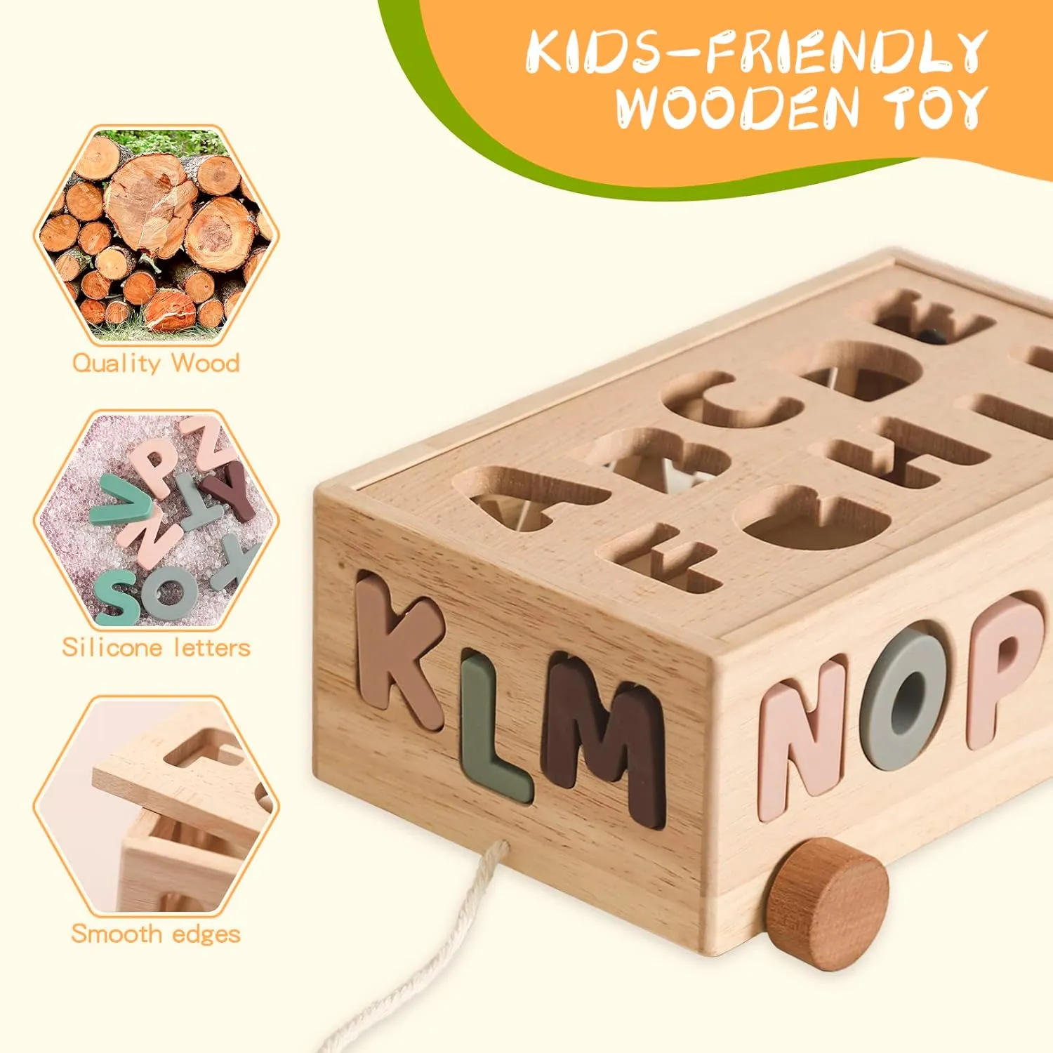 Montessori Shape Sorter Toys for Toddler 1-3, Silicone Alphabet Letters Baby Puzzles & Flash Cards, Fine Motor Skills Preschool Learning Toys, Activities Birthday Gift for 1 2 3 Years Old Boys Girls