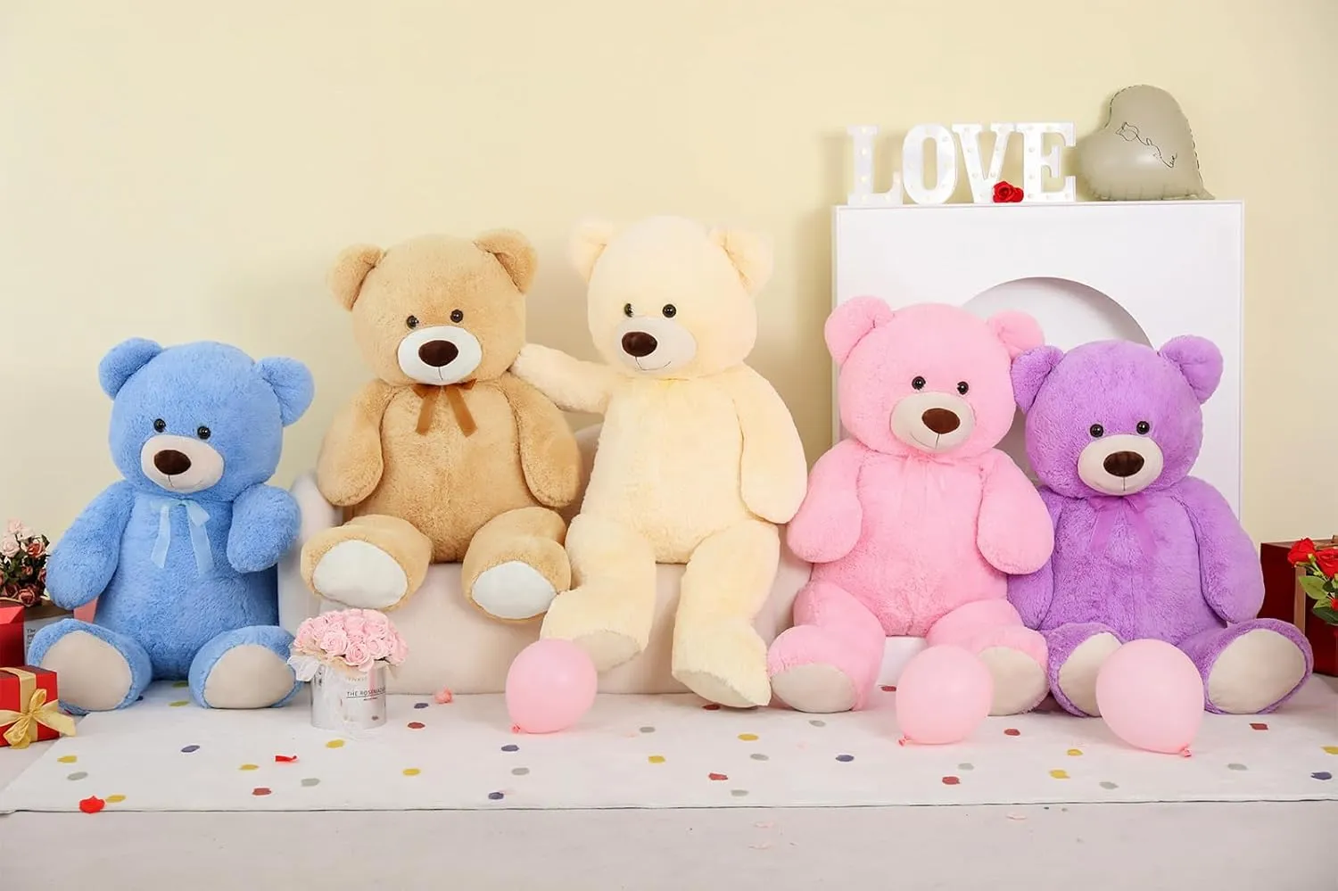 MorisMos Giant Teddy Bear Stuffed Animal 4 Ft,51'' Big Pink Teddy Bear for Girlfriend Boyfriend Wife Mom Fiancée Valentine's Gift,Large Stuffed Bear Plush for Christmas Birthday Baby Shower,Pink