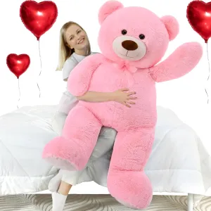 MorisMos Giant Teddy Bear Stuffed Animal 4 Ft,51'' Big Pink Teddy Bear for Girlfriend Boyfriend Wife Mom Fiancée Valentine's Gift,Large Stuffed Bear Plush for Christmas Birthday Baby Shower,Pink