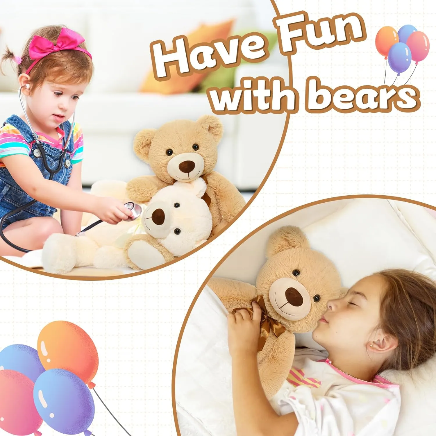 MorisMos Teddy Bear Stuffed Animals, 20" Bulk Teddy Bears Plush for Kids, Medium Size Bears for Baby Shower