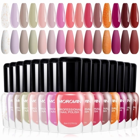 Morovan Fingernail Nail Polish Set: Hot Pink Nail Polish Kit Air Quick Dry Regular Finger Nail Polish Pack for Women Gift Holiday