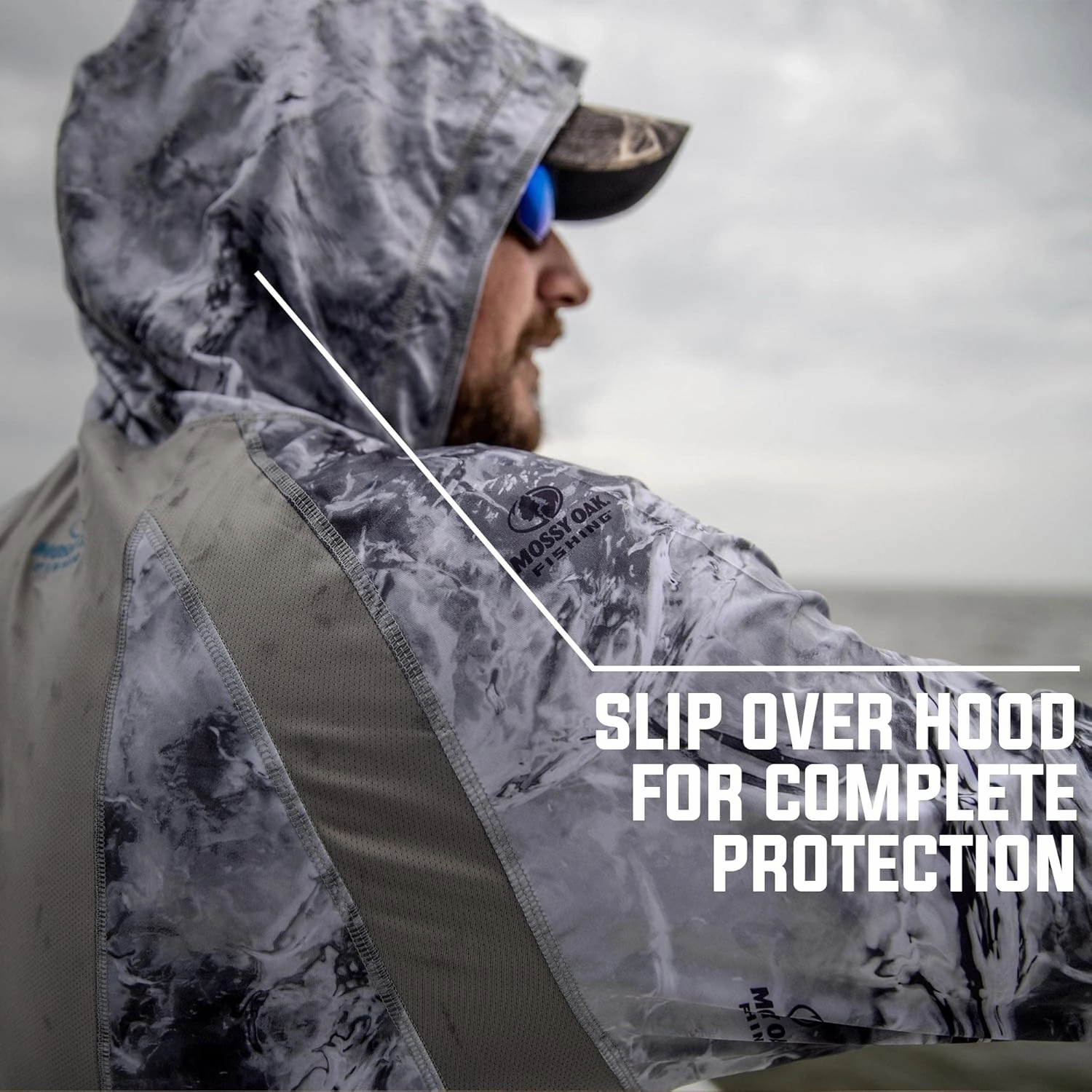 Mossy Oak Men's Lightweight Sun Hoodie, Hooded Fishing Shirts