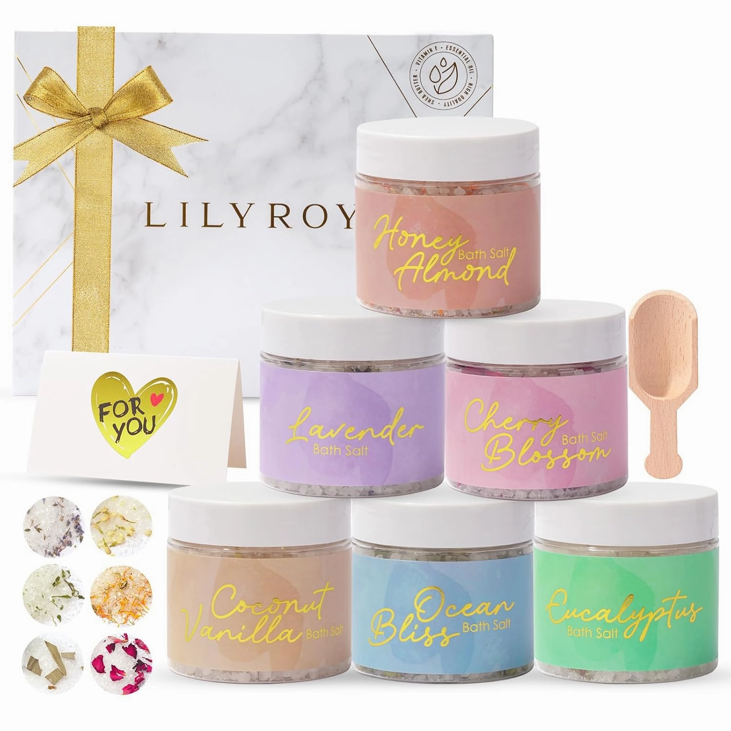 Mothers Day Gifts for Mom - Luxury 9-Piece Floral Epsom Salt Gift Set for Women, Bath & Body Gift Set in Elegant Box | Perfect Christmas, Birthday Gifts for Her & Him, All Occasion Holiday Present