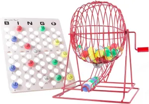 MR CHIPS Professional Bingo Game Set with Jumbo Cage, 1.57 Inch Double Sided Ping Pong Balls, Large Master Board for Adults, Kids, Seniors