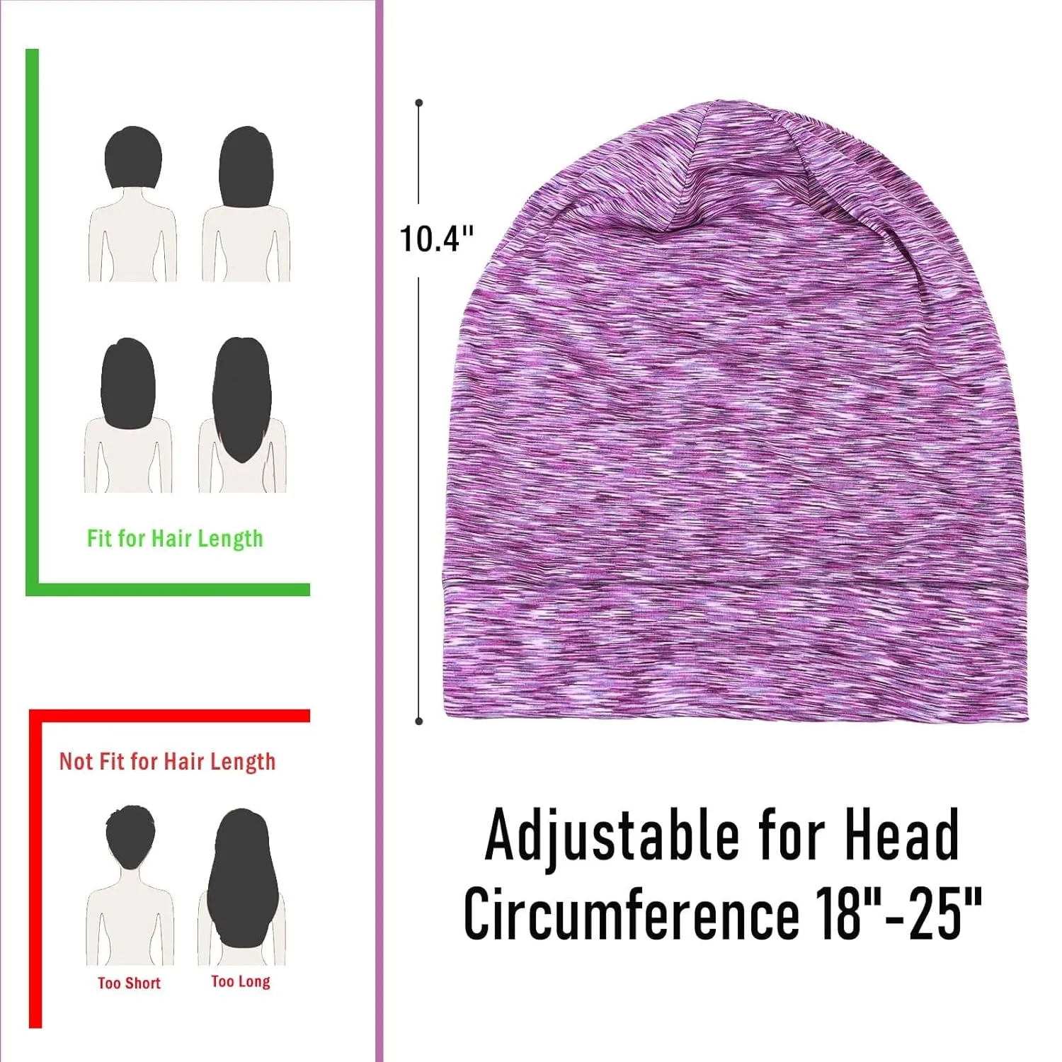 Mulberry Silk Bonnet for Sleeping Hair Wrap Men Women Curly Adjustable Night Cap for Natural Hair Anti Frizz Stay on 1Pcs (Black)